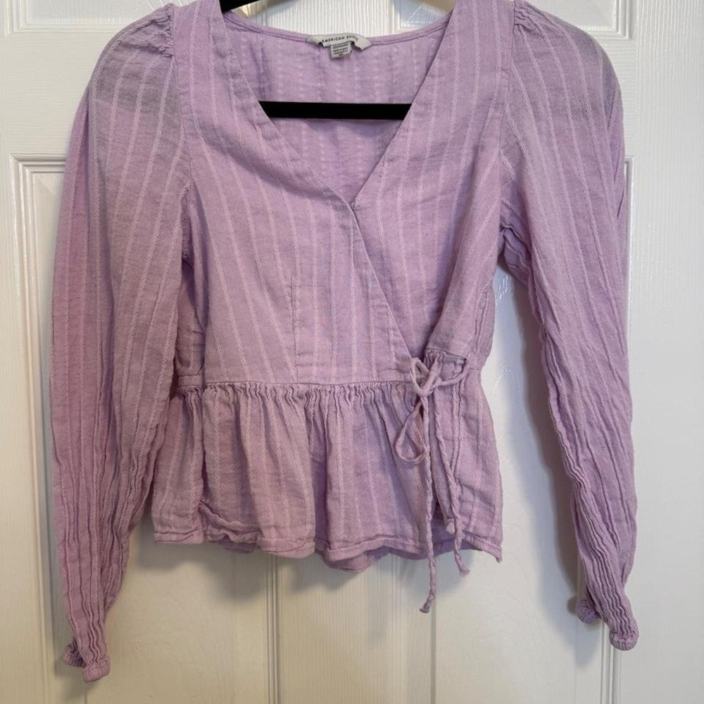 American Eagle Lavender Purple Peplum Top Long Sleeve Boho